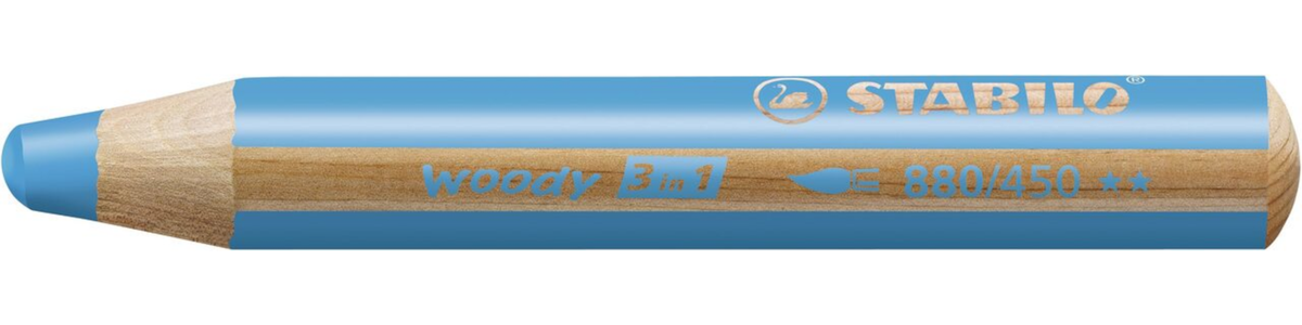 STABILO woody 3in1 Buntstift Cyan 10 cm