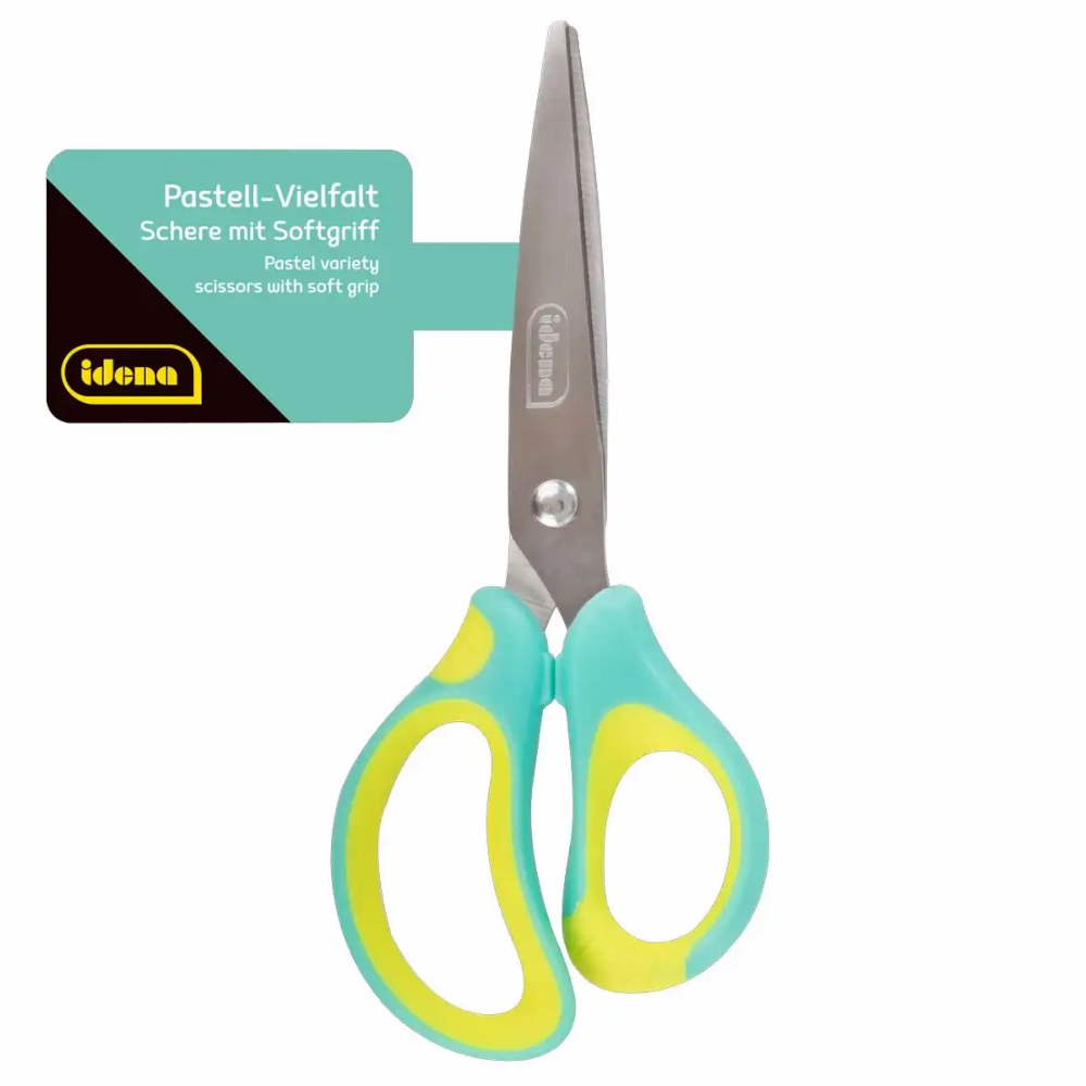 Idena Schere mit Softgriff 13 cm Pastell limone/mint