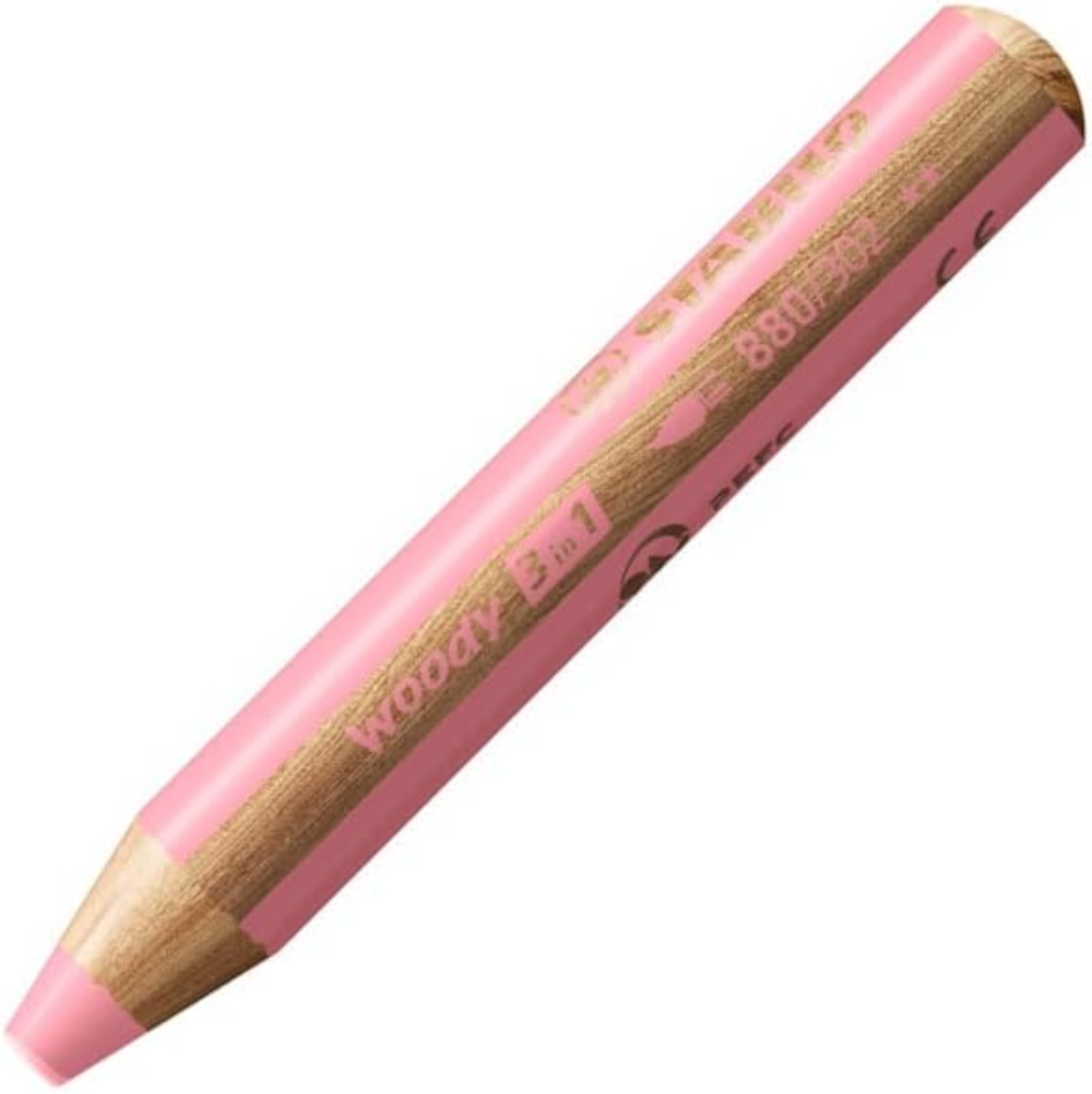 STABILO woody 3in1 Buntstift Pastellpink 10 cm