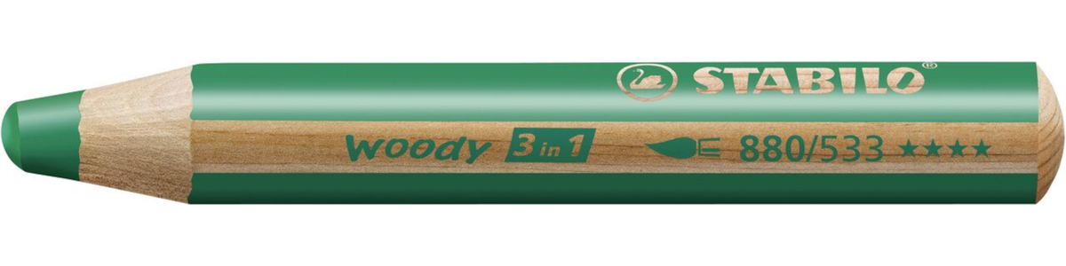 STABILO woody 3in1 Buntstift Dunkelgrün 10 cm