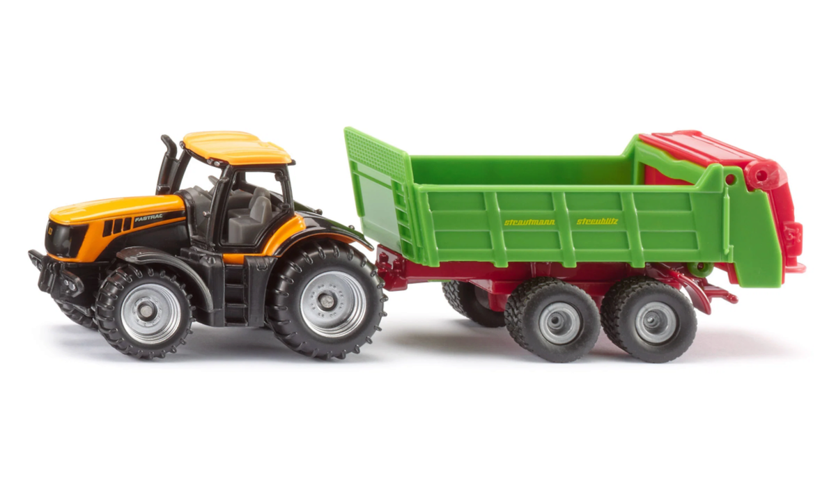 SIKU 1133 JCB Fastrac Traktor mit Strautmann Universalstreuer