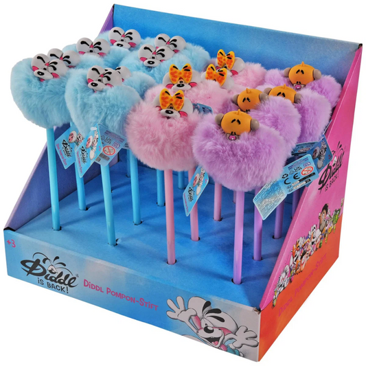 Diddl Pompon-Stift blau – Kugelschreiber mit Pompon