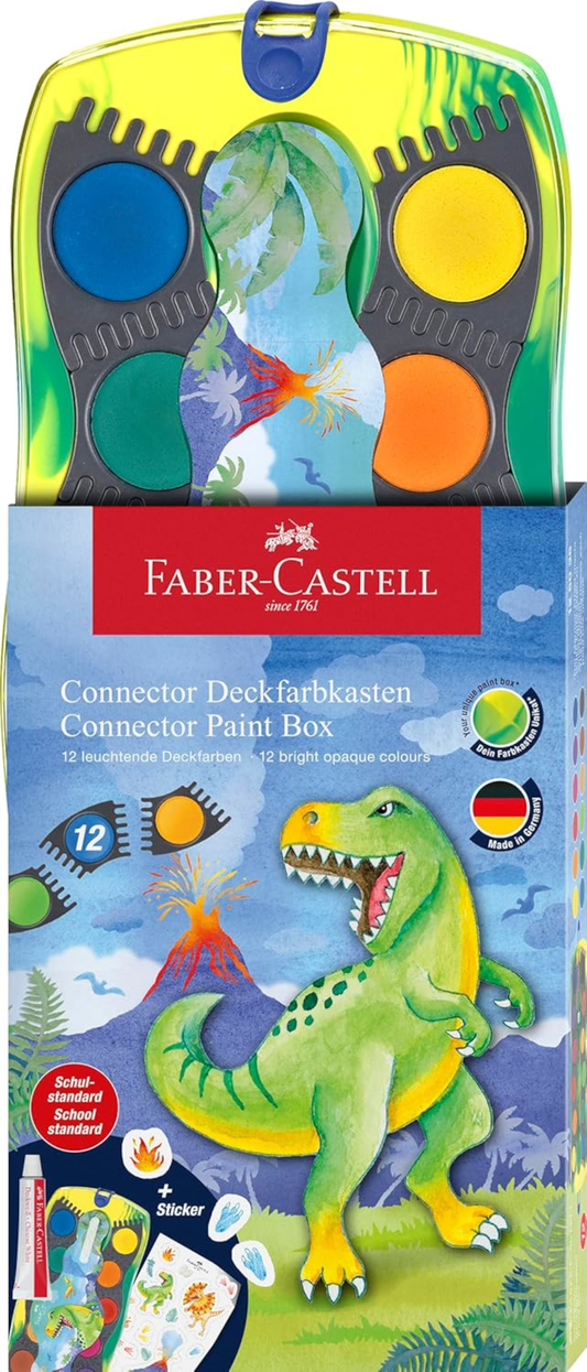 Faber-Castell Wasserfarbkasten Connector Dino 12 Farben