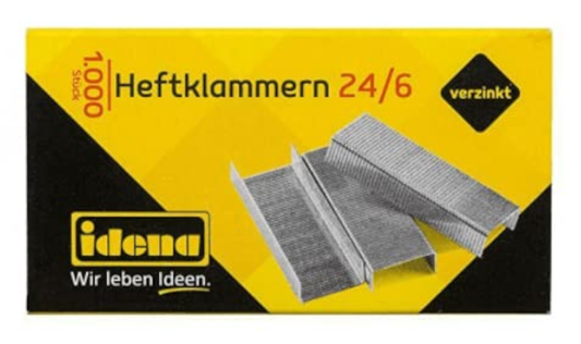Idena Heftklammern 24/6 verzinkt silber 1000 Stück