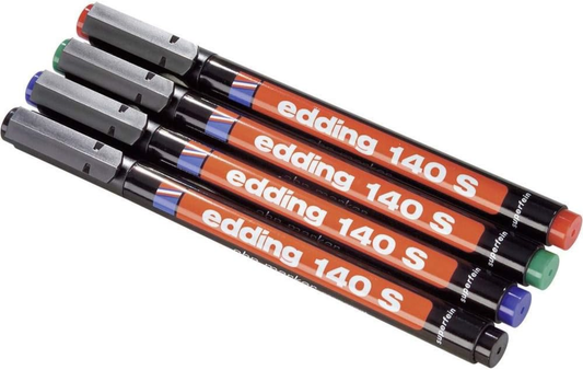 edding 140 S Folienschreiber Set – 4 Farben, Rundspitze 0,3 mm
