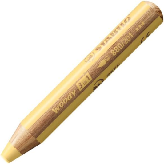 STABILO woody 3in1 Buntstift Pastellgelb – 10 cm