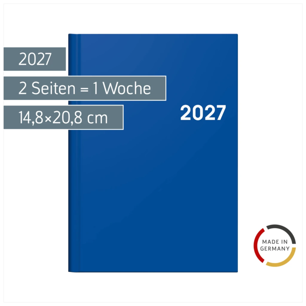 BRUNNEN Buchkalender A5 2027 Blau, 2 Seiten pro Woche