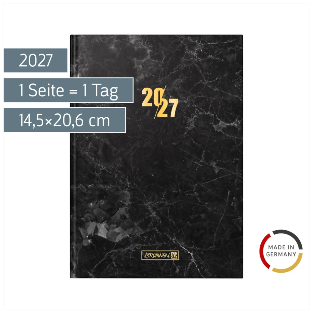 BRUNNEN Buchkalender Graphite 2027 A5, 352 Seiten