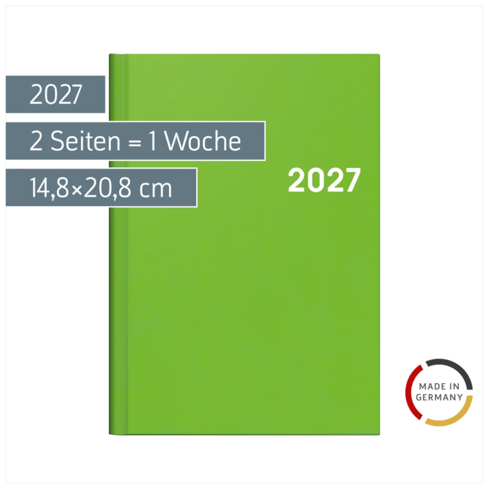 BRUNNEN Buchkalender A5 2027 Colour Line grün, 128 Seiten