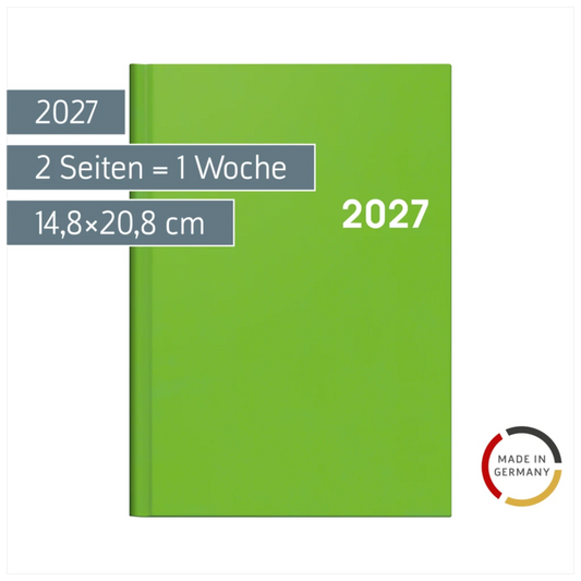 BRUNNEN Buchkalender A5 2027 Colour Line grün, 128 Seiten