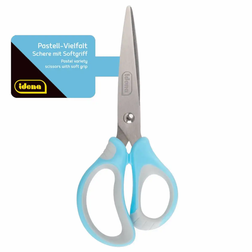 Idena Schere mit Softgriff 13 cm Pastell aqua