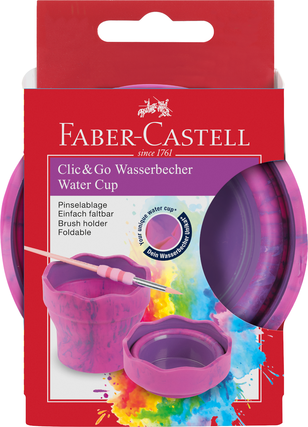 Faber-Castell Wasserbecher Clic&Go pink – faltbar