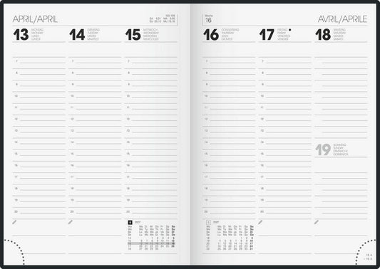 BRUNNEN Buchkalender A5, 2 Seiten pro Woche, schwarz