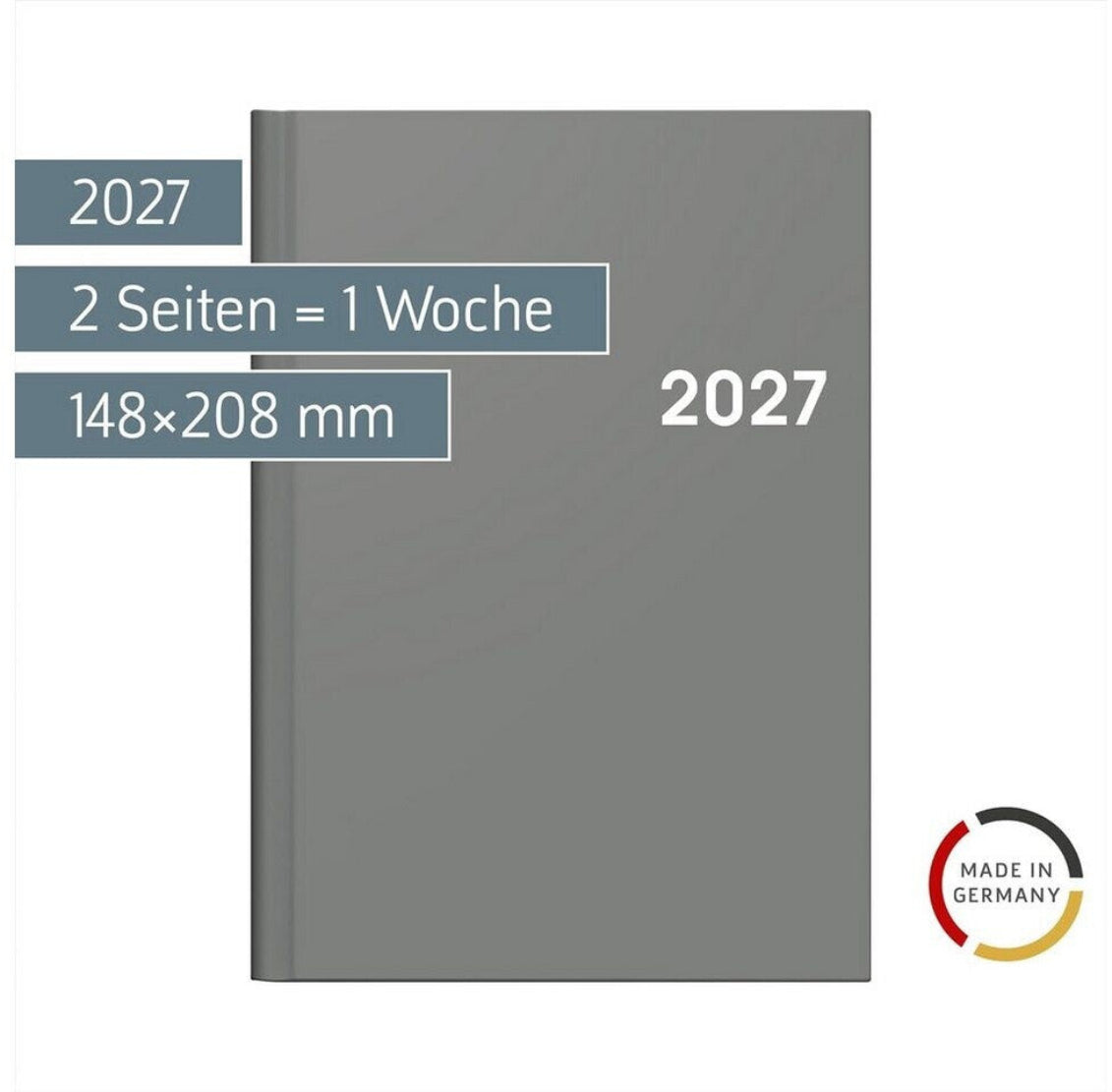 BRUNNEN Buchkalender A5, 2 Seiten pro Woche, schwarz