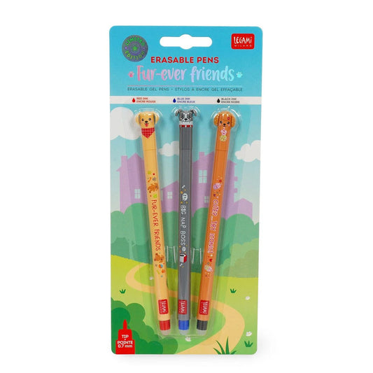 LEGAMI Erasable Pen Fur-ever Friends – 3er-Set, radierbar