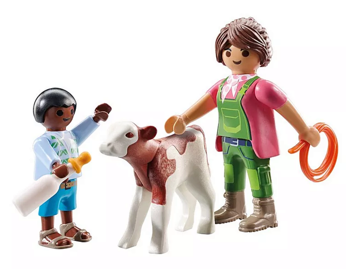 PLAYMOBIL 71803 DuoPack Bäuerin mit Kind und Kalb