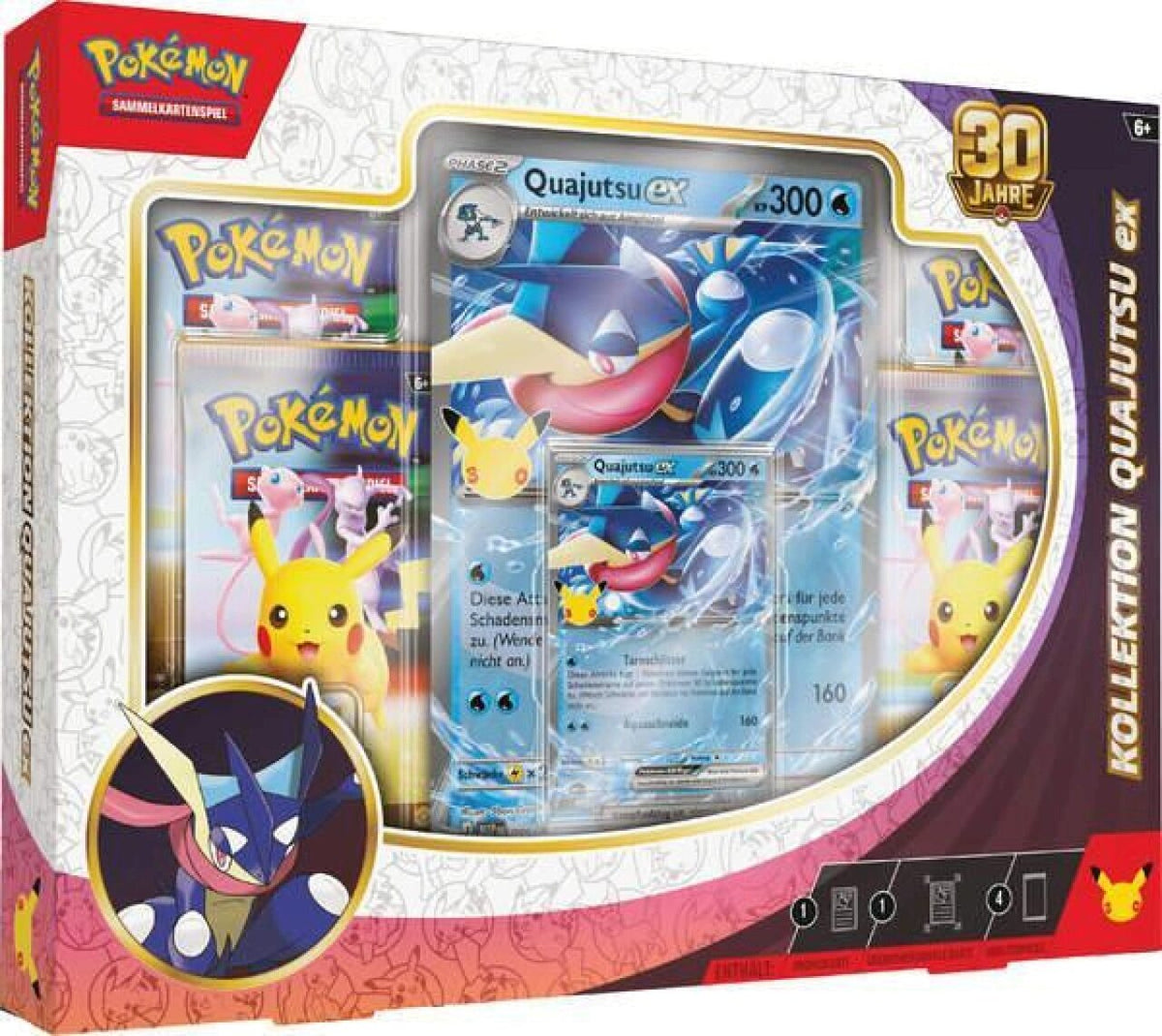 Pokémon TCG Kollektion 30 Jahre: Quajutsu-ex mit 4 Boosterpacks