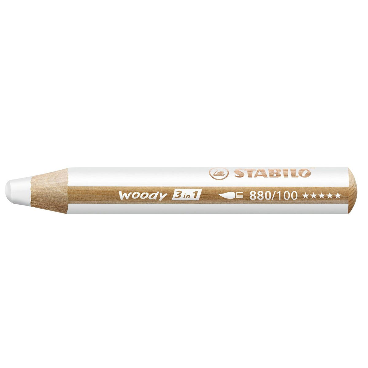 STABILO woody 3 in 1 Buntstift Weiß – Einzelstift 10 mm Mine