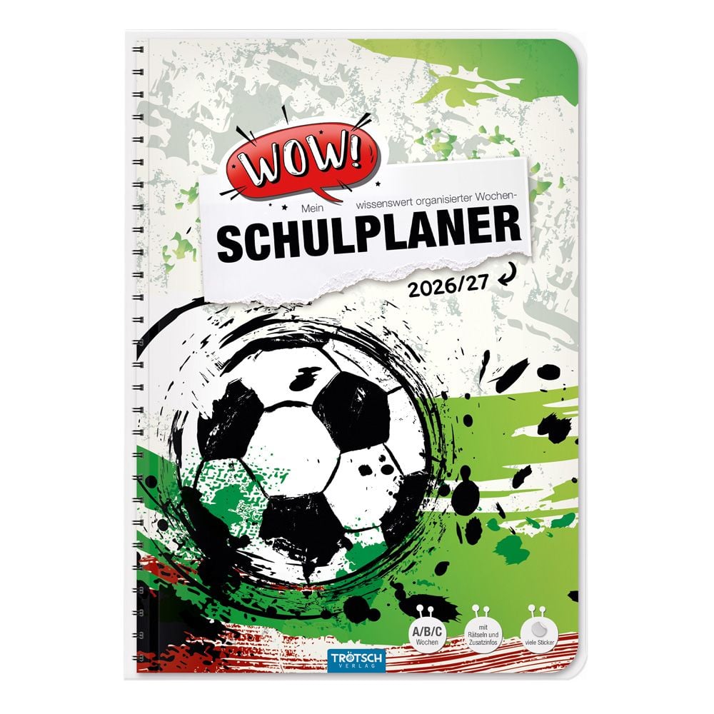 TRÖTSCH WOW! Schulplaner Fußball 2026/2027 Spiralbindung