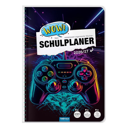 TRÖTSCH Schulplaner WOW! Gaming 2026/27 – Spiralbindung