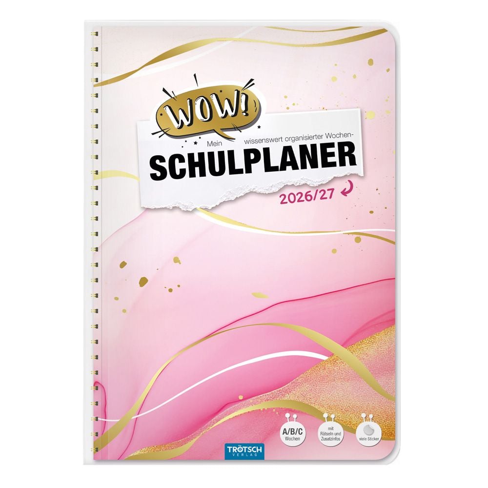TRÖTSCH Schulplaner WOW! Marble 2026/27 – Spiralbindung