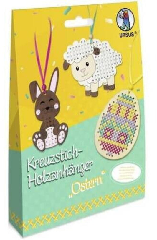 Kreuzstich-Holzanhänger Ostern - 3 Stück